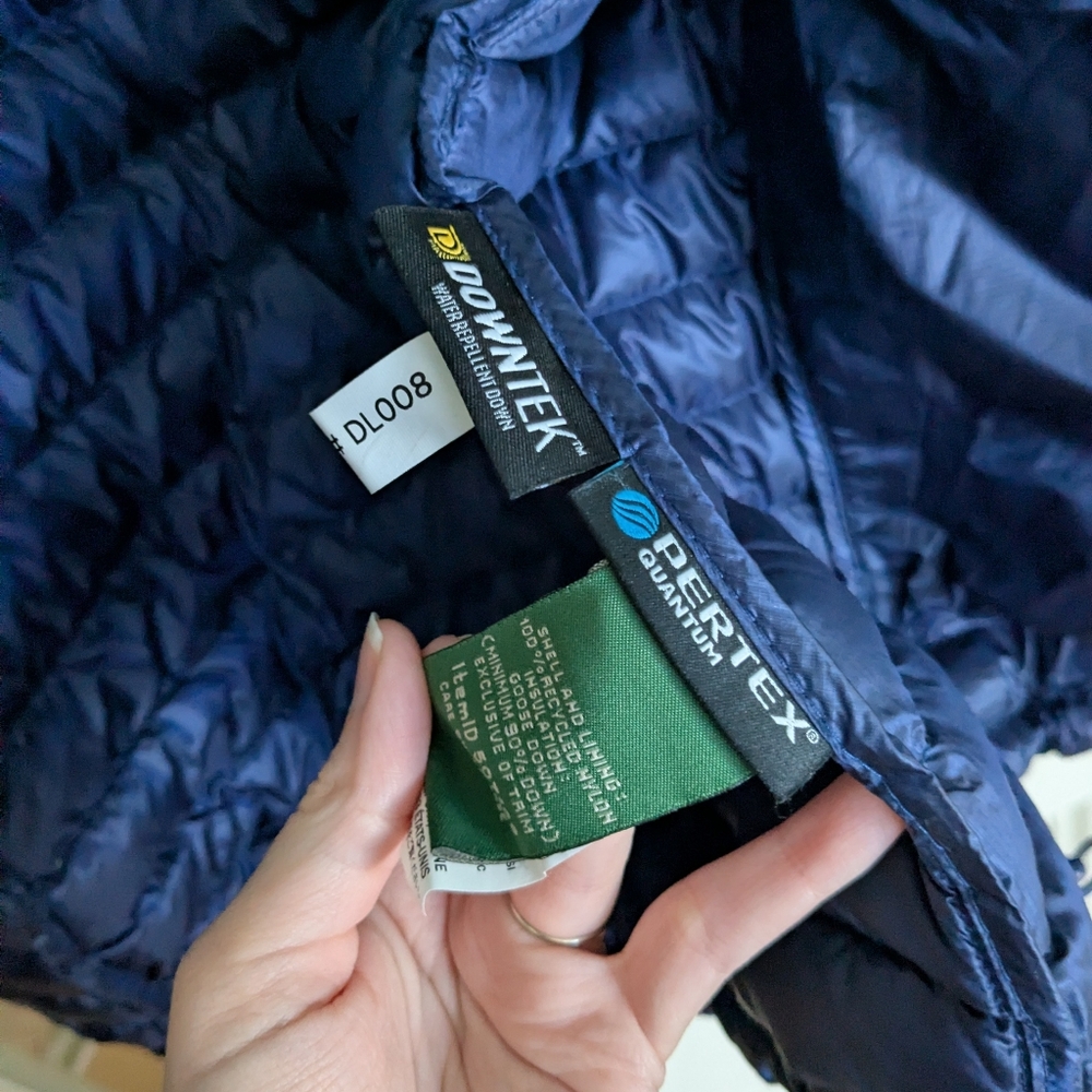 LL Bean Ultralight 850 Down Sweater Jacket Coat In Navy Night size Large Womens - Picture 7 of 8